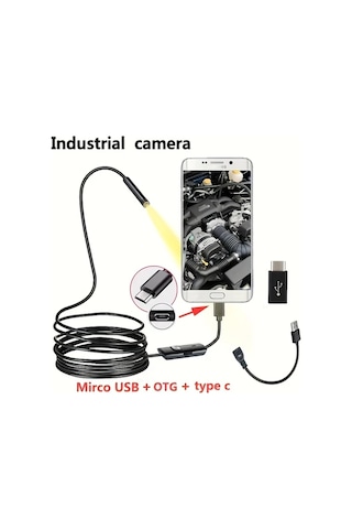 Boatshop1 5mm Kanalizasyon Endoskop Endoskopi Tip C Mini Kamera 3ü 1 Arada Otomotiv İnceleme Kamera Boroskop Android İçin 10 Metre Kablo