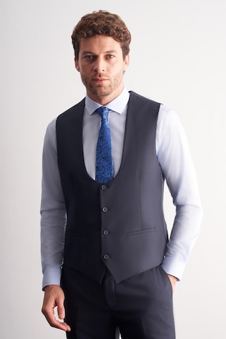 İmza Lacivert Mono Yaka Astarlı Çift Yırtmaç Esnek 6 Drop Slim Fit Basic Yelekli Takım Elbise 1001255186 Lacivert