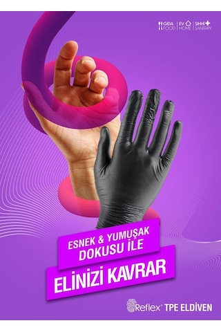 Slimfit Glove Pudrasız Yırtılmaya Dayanıklı Tek Kullanımlık Siyah Eldiven 100'lü