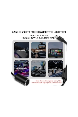Honeybeeshop 2 Adet Usb C Erkek 12v Sigara Cakmak Adaptoru Hizli 18w Sarj Kompakt Arac Donusturucu Kablosu Dash Cam Led Isiklar Gps Icin