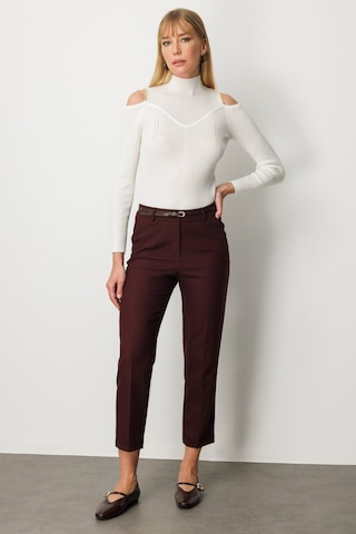 Ekol Kadın Duble Paça Kemerli Pantolon 1003 Bordo Bordo