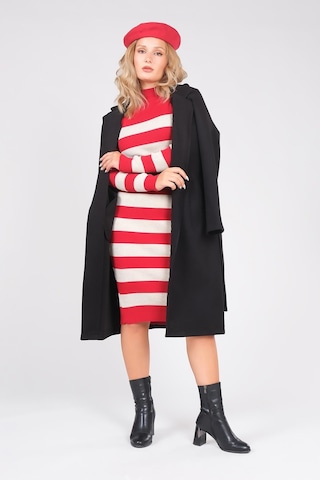 Giyim Dünyası Kadın Astarsız Kuşaklı Kaşe Kaban Siyah 001