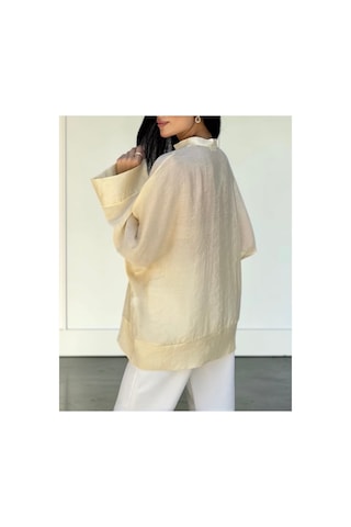 Fleurs Chic Yeni Model Geniş Kesim Kimono Gömlek Sarı