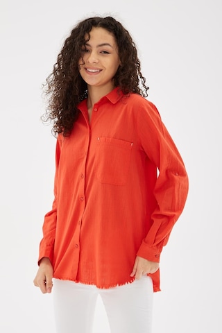 Fashion Friends Etek Ucu Püsküllü Gömlek Kırmızı Kırmızı