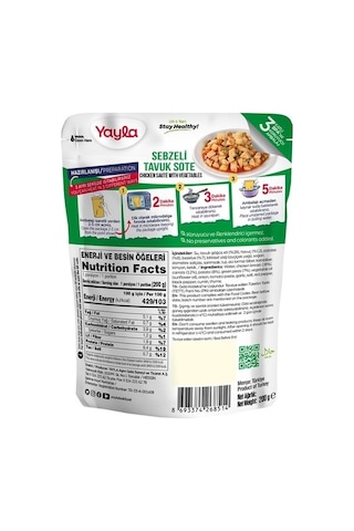 Yayla Sebzeli Tavuk Sote 200 G