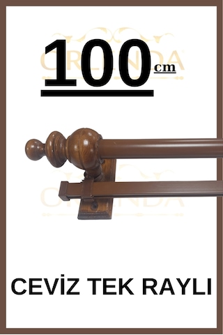 Rustik Perde Askısı Ceviz 100cm - Ahşap Rustik Ceviz