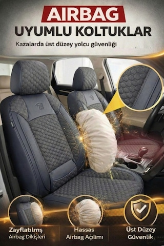 Tegin Üniversal Binek Uyumlu Altay Serisi Bel Destekli Koltuk Kılıfı Ön+arka - Füme
