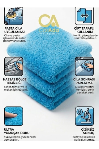 Puhu 3 Adet Pasta-cila Uygulama Ve Silme Mikrofiber Bez 40x40 Cm