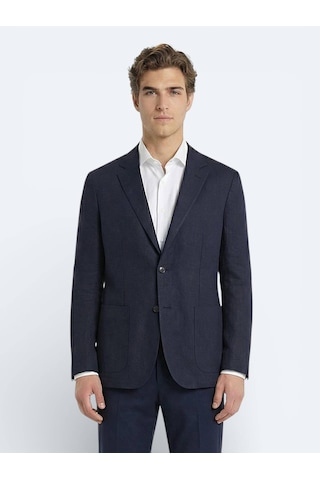 Kip Renkli Mikro Modern Fit %100 Keten Ceket Renkli