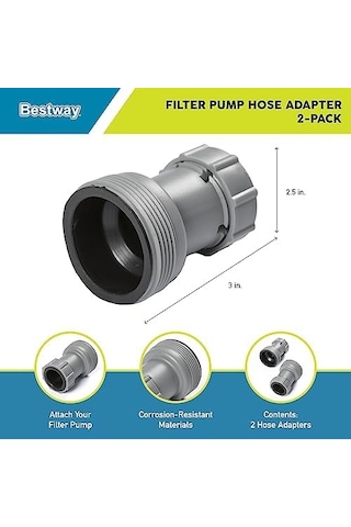 Flowclear Yer Üstü Filtre Pompası Havuz Hortumu Adaptörü, Hortum Çapı 1,5 " 38 Mm Ölçer Ve 1,25" 32 Mm Çaplı Havuz Vanalarına Bağlanır