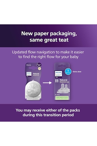 Philips Avent Natural Response 2'li Biberon Emziği, 1 Numara, 0 Ay