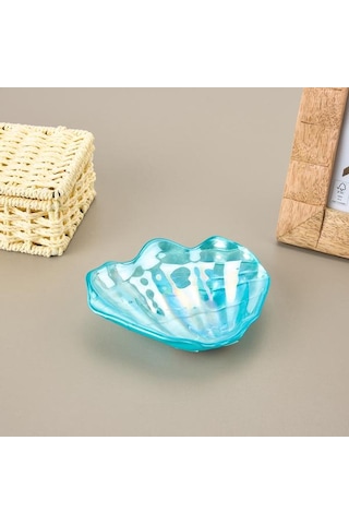 Evidea Deco Oyster Dekoratif Tabak - Mavi - 10 Cm