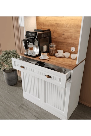 Guneystore Efes 2 Kapaklı Kahve Köşesi 93 Cm Mdf Ledli