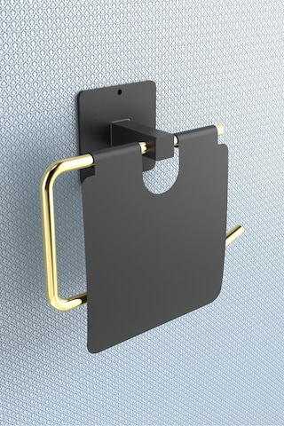 Karteya Yapışkanlı Kapaklı Paslanmaz Gold Tuvalet Kağıdı Tutacağı/tuvalet Wc Kağıtlık Gold