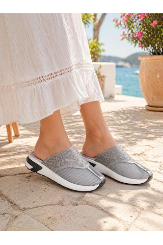 Kadın Günlük Rahat Slip-on Spor Terlik Gri