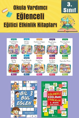 3.sınıflar İçin Okumayı Sevdiren 10 Lu Hikaye Seti -bil Bul Eğlen-kodlama 9 Okulda Evde Tatilde