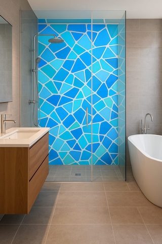 Vitray Desen Yapışkanlı Şeffaf Folyo 67cmx 2 Metre Açık Mavi