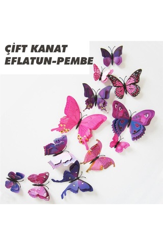 Çift Kanatlı Kelebek Özel Kelebekler 3D Pvc Duvar Ve Buzdolabı Sü