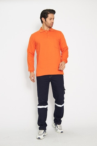 Orange Safety Turuncu Polo Yaka Uzun Kol Sweat T-shirt Kışlık