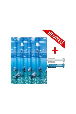 Prado Dolphin Duş Banyo Perdesi 180x200 B Renkli