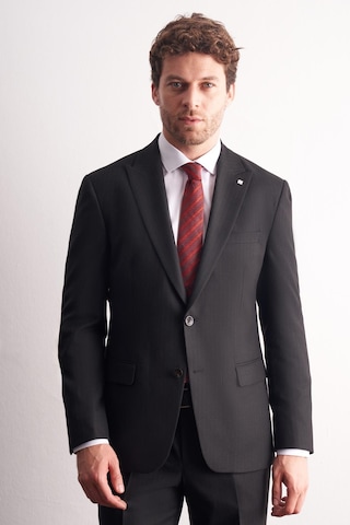 İmza Siyah Kırlangıç Yaka Çizgili Desen Slim Fit 6 Drop Takım Elbise 1001255166 Siyah