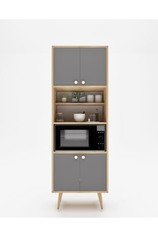 Floradesign Lavin180 Çok Amaçlı Dolap /fırın Dolabı /mutfak Organizeri Meşe+antrasit