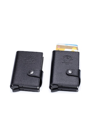 Westpolo Hakiki Deri Isme Özel Çift Mekanzmalı Erkek Cüzdan&Kartk-Siyah