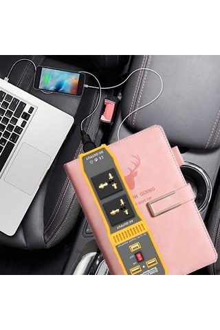 Moveevo 12v'den 220v'ye Araç Inverteri - 200w Sabit/400w Tepe Gücü, 3 Usb + 2 Ac Çıkışı, Hızlı Şarj, Soğutma Fanlı, Çoklu Koruma