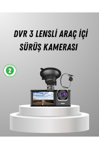 Üç Kameralı Araç Dvr Full Hd Gece Görüşlü Ve 2 İnç Ips Ekranlı