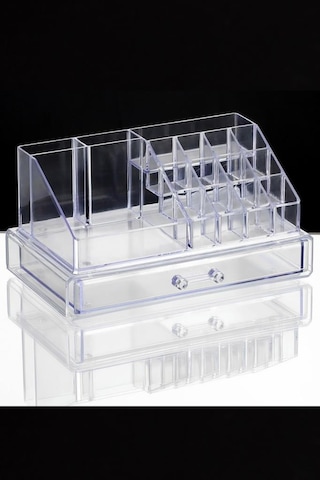 Flosoft Çekmeceli Makyaj Organizeri, Tek Katlı Kozmetik Makyaj Takı Çekmece Set Düzenleyici Şeffaf