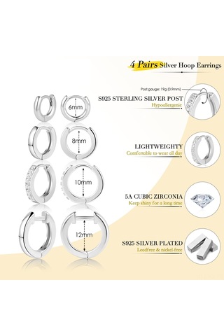 Kangvka 14k Altın Kaplama Zirkonyalı Kadın Küpe Seti - Çeşitli Stiller Daire Ve Tıkırtı Desenleri 4 Çift Paket Gold