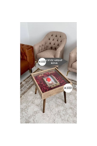 Ahsen Ahşap Fotoğraflı Anı Sehpası Ceviz2