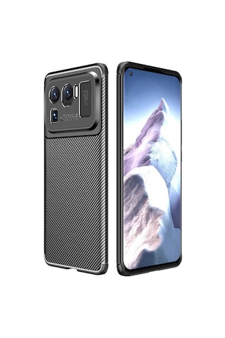Xiaomi Mi 11 Ultra Kılıf Zore Negro Karbon Tasarım Silikon Kılıf