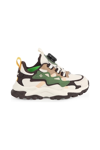 Pepino Çocuk Spor Ayakkabı Çevirmeli Döner Kilitli Mekanizma Kalın Tırtıklı Dişli Taban Outdoor Sneaker 2364 Krem-haki