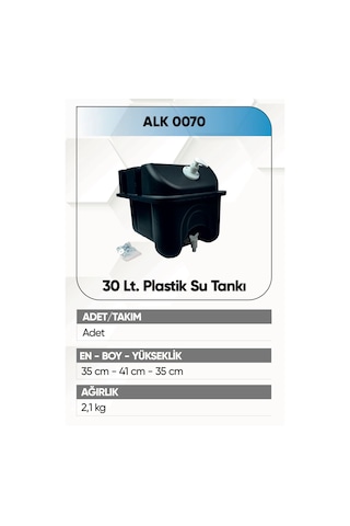 Alkotek Dorse 30 Lt.su Tankı Plastik Siyah