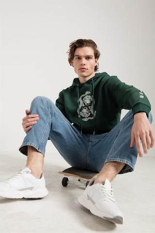 Jahr Marc Dragon Baskılı Yeşil Oversize Erkek Sweatshirt Yeşil