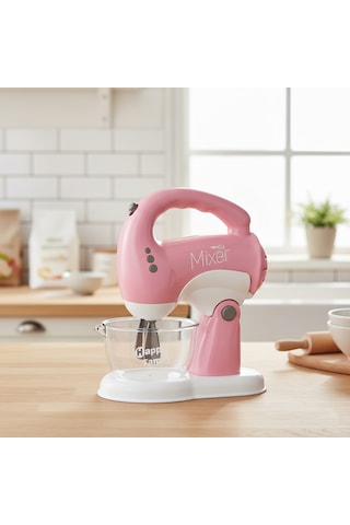 Sesli Işıklı Pilli 360 Derece Dönen Full Fonksiyon Mikser- Pilli Mixer Oyuncak Mikser Hamur Makinesi Pembe