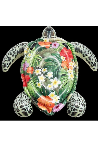 Kaplumbağa Figürlü Tırabzanlı Şişme Deniz Yatağı Çok Renkli