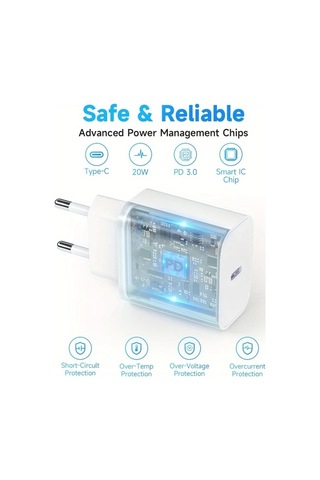 Honeybeeshop İpdone Uyumlu 16 15 14 13 12 11 Xs Xr Hızlı Şarj Cihazı 20w Usb C 1 Adet Şarj Cihazı 2 Adet 2 Metre Kablo