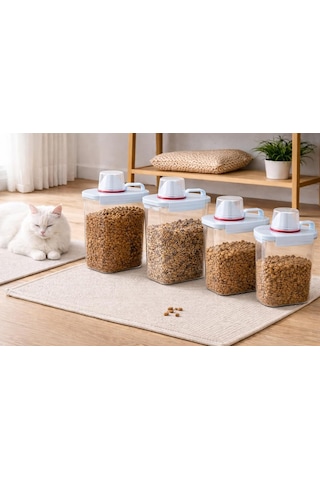 Gobypet 4'lü Saklama Kabı Ölçekli Kapak, Sızdırmaz Mama Ve Yem İçin Çok Amaçlı Set