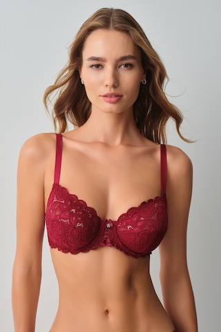 Suwen Isabelle Dantelli Toparlayıcı Balenli Sütyen Sw8355027 Vişne