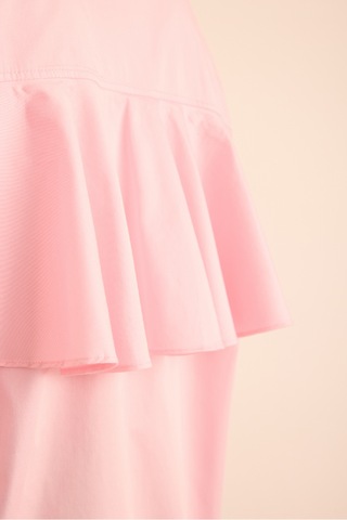 Aker Sırtı Volan Detaylı Cotton Gömlek Pembe Pembe