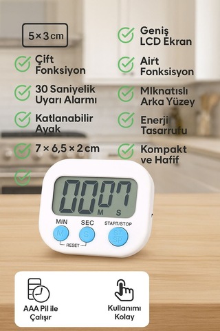 Wf Büyük Ekran Dijital Elektronik Mutfak Saati Zamanlayıcı Thr305byx