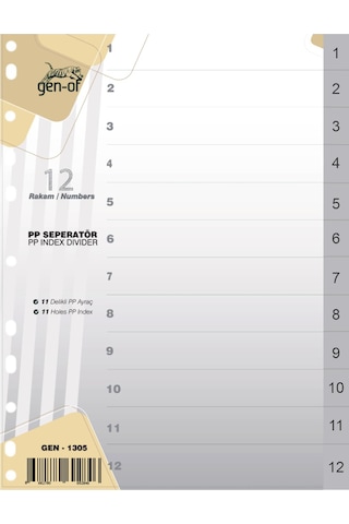 Gen Of Ayraç Seperatör 1 12 Rakamlı 3 Adet Gen 1305