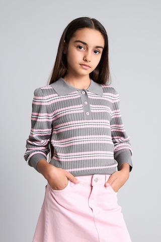 Defacto Regular Fıt Polo Yaka Çizgili Kazak Kız Çocuk I1736a826aupn452 Pembe-pn452