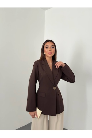 Hopıan Kadın Kahverengi Oturtmalı Blazer Ceket