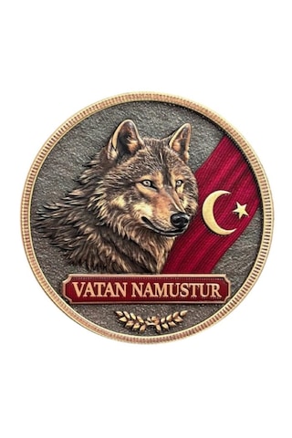 Vatan Namustur Yazılı Bozkurt 3d Slikon Cırtlı Arma Çok Renkli