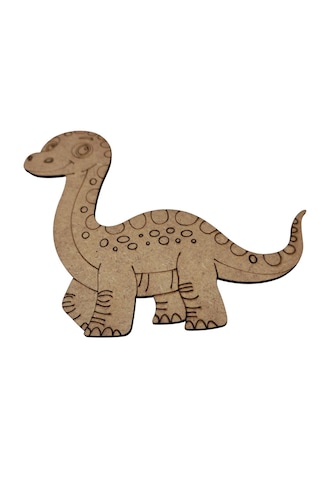 Ahşap Boyanabilir Dinozor Figürü Brontosaurus 17x14 Cm - 3mm Mdf Eğitici Boyama Seti 10 Adet