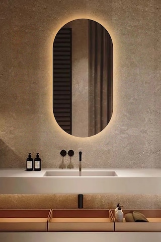 Fawdecor Led Işıklı Oval/kapsül Duvar Aynası 45 X 90 Gün Işığı