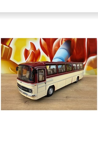 1:24 Mercedes Benz Otobüs Eski Nostaljik Otobüs Krem-bordo 25cm